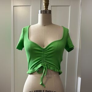 Zara Green Ruched Crop Top